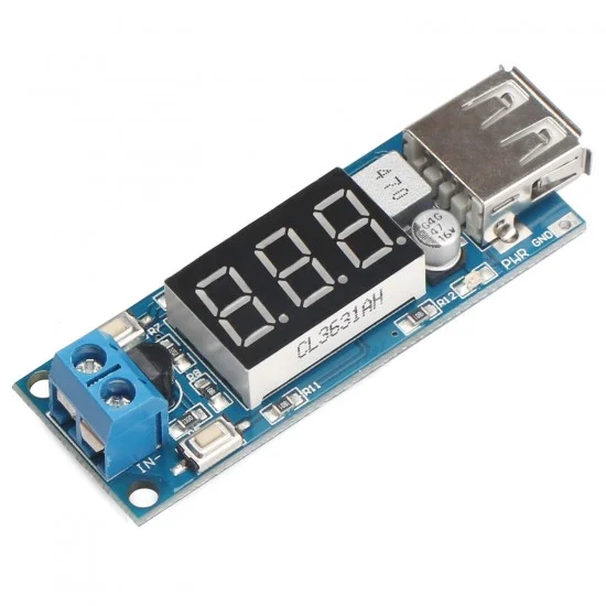 DC 4.5-40V To 5V 2A USB Charger DC-DC Step-down Buck Converter Voltmeter Module