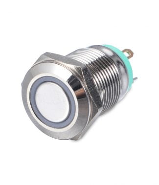 Metal Push Button Waterproof 9-30V DC Latching Fixation 16mm