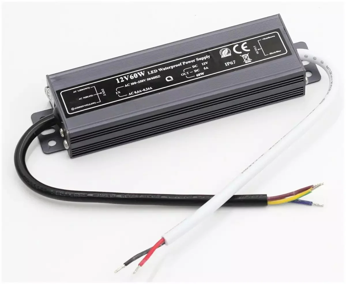 Brown Waterproof Power Supply 60W 12V 5A