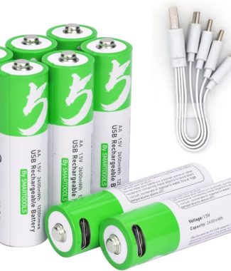 Rechargeable Lithium Battery AA 1.5V 2600mWh + USB C Type Cable (Pack of 4)
