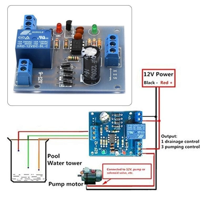 Black 12V Water Level Controller Switch Liquid Level Sensor Module ...