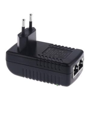 15V 1A 100M PoE Injector EU Plug（Silver Network Port）