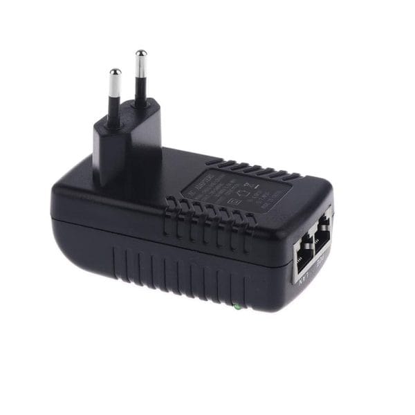 15V 1A 100M PoE Injector EU Plug（Silver Network Port）