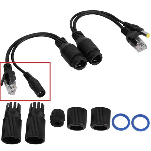 Black 12V POE Waterproof Injector Adapter Cable DC Female Plug