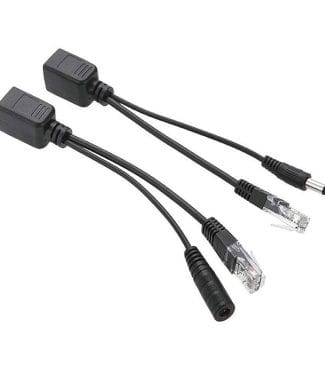 Black 12V PoE Injector Adapter Cable DC Female Plug