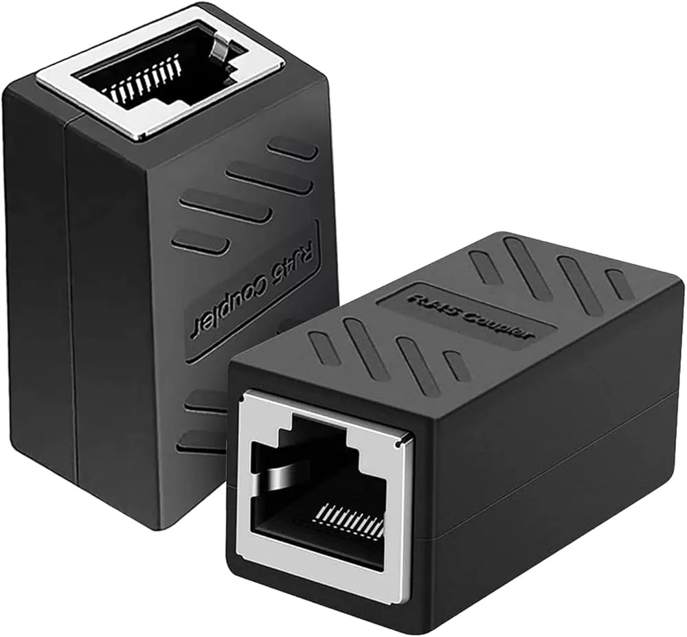 Black RJ45 Female To Female CAT6 Network