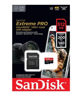 Sandisk Extreme Pro 512GB Micro SDXC UHS-I V30 A2 + Adapter